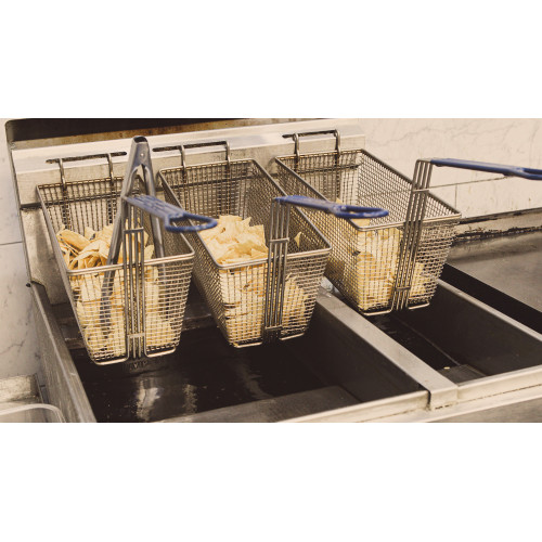 American Range AF-50/25 Gas Deep Fryers, Twin Tank (50+25)lb(s) Oil Capacity, (5)Burners, (3)Basket(s), Floor Model, Natural Gas, 200k Total BTU/Hr, ETL Listed