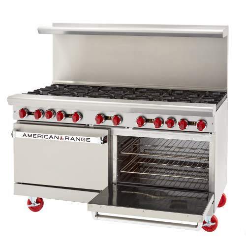American Range® AR-10 Restaurant Ranges, 60(w) inch, (10)Burner(s), (2)Standard Oven(s), Natural Gas, 390k Total BTU/Hr, ETL Listed