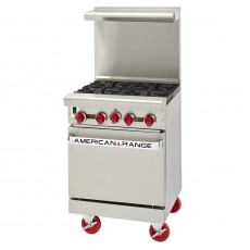American Range® AR-4 24 inch wide (4)Open Burner(s) Restaurant Range with (1)Standard Oven(s), Natural Gas, 155k Total BTU/Hr, ETL Listed