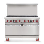 American Range AR-8 Restaurant Ranges, 48(w) inch, (8)Open Burner(s), (2)Space Saving Oven(s), Natural Gas, 310k Total BTU/Hr, ETL Listed