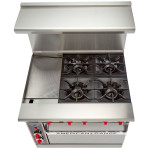 American Range ARGF-12G-4B 36 inch Commercial Gas Restaurant Range with 4 Burners, 12" Griddle and Standard Oven