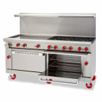 American Range ARGF-48G-4B Restaurant Ranges, 72(w) inch, Green Flame, (4)Open Burner(s), (48)inch(s) Griddle, (2)Standard Oven(s), Natural Gas, 250k Total BTU/Hr, ETL Listed