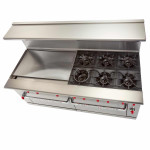American Range ARGF-48G-4B Restaurant Ranges, 72(w) inch, Green Flame, (4)Open Burner(s), (48)inch(s) Griddle, (2)Standard Oven(s), Natural Gas, 250k Total BTU/Hr, ETL Listed