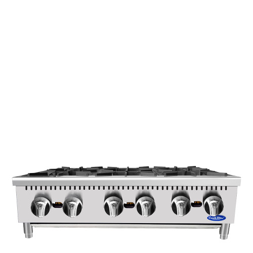 Atosa ACHP-6 36 inch wide (6)Burner(s) Countertop Hot Plate, 192k Total BTU/hr, Natural Gas, ETL Listed, 1 each