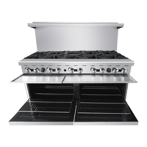 Atosa AGR-10B-NG 60(w) inch Gas Ranges, (10)Open Burner(s) w/ (2)Standard Oven Burner(s), Natural Gas, 374k Total BTU/hr, Casters, ETL Listed