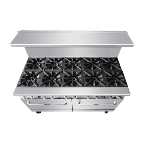 Atosa AGR-10B-NG 60(w) inch Gas Ranges, (10)Open Burner(s) w/ (2)Standard Oven Burner(s), Natural Gas, 374k Total BTU/hr, Casters, ETL Listed