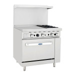 Atosa AGR-2B24GL-NG 36(w) inch Gas Range with (2)Open Burner(s) and 24 inch Left Griddle, (1)Standard Oven Burner(s),  Natural Gas, 136k Total BTU/hr, Casters, ETL Listed