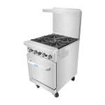 Atosa AGR-4B-NG 24(w) inch (4)Open Burner(s) Gas Range with (1)Standard Oven Burner(s), Natural Gas, 152k Total BTU/hr, Casters, ETL Listed