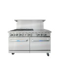 Atosa AGR-6B24GR 60 inch wide, (6)Open Burner(s) with 24 inch Griddle and (2)Standard Oven(s), Natural Gas, 192k Total BTU/Hr, Casters, ETL Listed