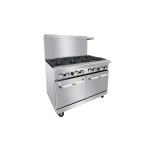 Atosa AGR-8B-NG 48(w) inch Gas Ranges, (8)Open Burner(s) w/ (2)Standard Oven(s), Natural Gas, 304k Total BTU/hr, Casters, ETL Listed