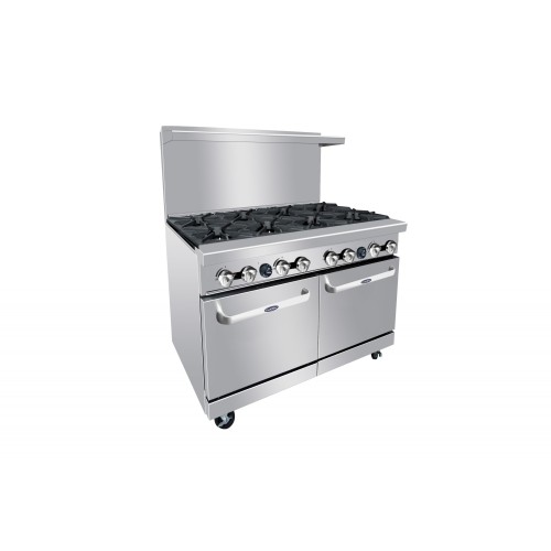 Atosa AGR-8B-NG 48(w) inch Gas Ranges, (8)Open Burner(s) w/ (2)Standard Oven(s), Natural Gas, 304k Total BTU/hr, Casters, ETL Listed