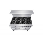 Atosa AGR-8B-NG 48(w) inch Gas Ranges, (8)Open Burner(s) w/ (2)Standard Oven(s), Natural Gas, 304k Total BTU/hr, Casters, ETL Listed