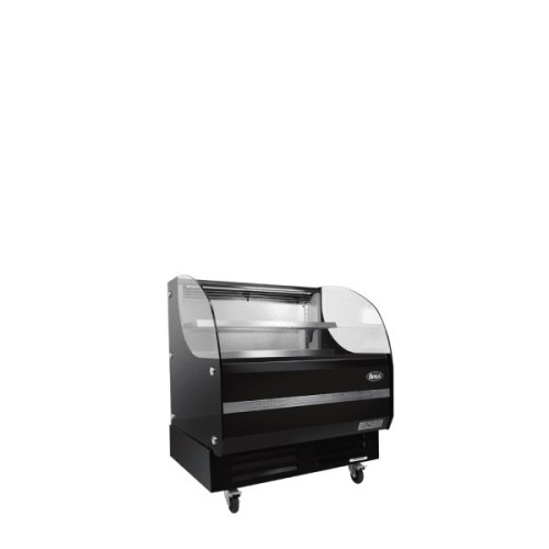 Atosa ATHOM-60 63(w) inch Horizontal Open Air Merchandiser, Black Exterior, Glass Side Panel, (2)Shelve(s), 10.27Cu.ft, 3/5hp, 115v/60/1-ph, ETL Listed
