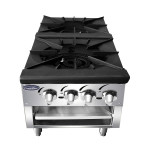 Atosa ATSP-18-2L Double Stock Pot Stove, (4)Burner(s), Low Height, Natural Gas, 1600k Total BTU/hr, ETL Listed