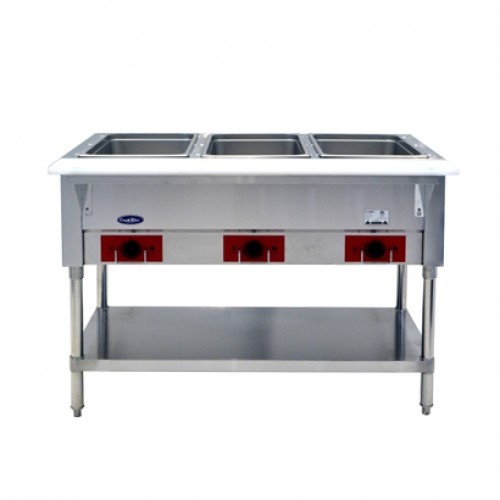 Atosa CSTEA-3C 44-1/8(w) inch Electric Steam Table, (3)Open Well(s), 15.5Cu.ft, 1500w, 120v/60/1-ph, ETL Listed