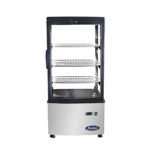Atosa DSRC-28 17-3/8(w) inch Countertop Refrigerated Display Case, (1)Swing Glass Door(s), (3)Shelve(s), 2.8Cu.ft, 1/7hp, 115v/60/1-ph, ETL Listed