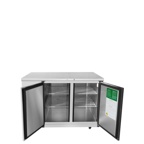 Atosa MBB59GR 57-4/5(w) inch (2)Door(s) Back Bar Cooler, Stainless Steel, (4)Shelve(s), 17.3Cu.ft, 1/6hp, 115v/60/1, ETL Listed