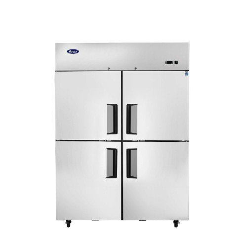 Atosa MBF8008GR 51-3/4(w) inch Top Mount Reach-In Upright Freezer, (4)Divided Solid Swing Door(s), Left/Right Hinged, 43.2Cu.Ft, (6)Shelve(s), 3/4hp, 115v/60/1-ph, Casters, ETL Listed, Energy Star