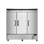 Atosa MBF8508GR 81-9/10(w) inch Bottom Mount Reach-In Upright Refrigerator, (3)Solid Swing Door(s), 68Cu.ft, (9)Shelve(s), 1/4hp, 115v/60/1-ph, Casters, ETL Listed, Energy Star