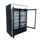 Atosa MCF8721ES 54-2/5(w) inch Bottom Mount Merchandiser Freezer, (2)Glass Swing Door(s), (8)Shelve(s), Black Exterior, 43.8Cu.ft, 3/4hp, 115v/60/1-ph, ETL Listed, Energy Star