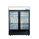 Atosa MCF8721ES 54-2/5(w) inch Bottom Mount Merchandiser Freezer, (2)Glass Swing Door(s), (8)Shelve(s), Black Exterior, 43.8Cu.ft, 3/4hp, 115v/60/1-ph, ETL Listed, Energy Star