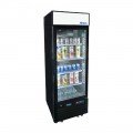 Atosa MCF8722GR 27(w) inch Bottom Mount Merchandiser Cooler, (1)Glass Swing Door(s), Right Hinged, Black Exterior Color, 19.4Cu.ft, 1/7hp, (4)Shelve(s), 115v/60/1-ph, Casters, ETL Listed, Energy Star