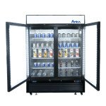 Atosa MCF8723GR 54-2/5(w) inch Bottom Mount Merchandiser Cooler, (2)Glass Swing Door(s), Black Exterior Color, 43.8Cu.ft, (8)Shelve(s), 1/5hp, 115v/60/1-ph, ETL Listed, Energy Star
