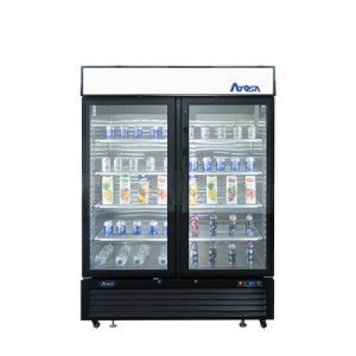 Atosa MCF8723GR 54-2/5(w) inch Bottom Mount Merchandiser Cooler, (2)Glass Swing Door(s), Black Exterior Color, 43.8Cu.ft, (8)Shelve(s), 1/5hp, 115v/60/1-ph, ETL Listed, Energy Star
