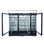 Atosa MCF8724GR 81-9/10(w) inch Bottom Mount Merchandiser Cooler, (3)Glass Swing Door(s), Black Exterior Color, 69.5Cu.ft, (12)Shelve(s), 1/4hp, 115v/60/1-ph, ETL Listed, Energy Star