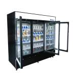 Atosa MCF8724GR 81-9/10(w) inch Bottom Mount Merchandiser Cooler, (3)Glass Swing Door(s), Black Exterior Color, 69.5Cu.ft, (12)Shelve(s), 1/4hp, 115v/60/1-ph, ETL Listed, Energy Star