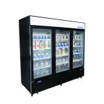 Atosa MCF8724GR 81-9/10(w) inch Bottom Mount Merchandiser Cooler, (3)Glass Swing Door(s), Black Exterior Color, 69.5Cu.ft, (12)Shelve(s), 1/4hp, 115v/60/1-ph, ETL Listed, Energy Star