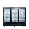 Atosa MCF8728GR 81-9/10(w) inch Black Cabinet (3)Glass Door(s) Bottom Mount Merchandiser Freezer, 68.8Cu.ft, 1hp, (12)Shelve(s), 115/208/230v/60/1, Casters, ETL Listed