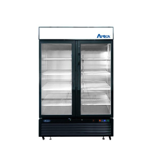 Atosa MCF8732GR 39-1/2(w) inch Bottom Mount Merchandiser Freezer, (2)Glass Swing Door(s), (8)Shelve(s), Black Exterior, 28.5Cu.ft, 3/4hp, 115v/60/1-ph, ETL Listed, Energy Star