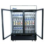 Atosa MCF8732GR 39-1/2(w) inch Bottom Mount Merchandiser Freezer, (2)Glass Swing Door(s), (8)Shelve(s), Black Exterior, 28.5Cu.ft, 3/4hp, 115v/60/1-ph, ETL Listed, Energy Star