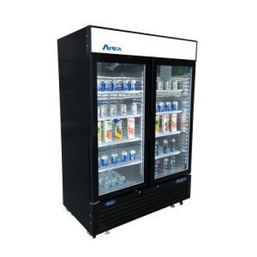 Atosa MCF8732GR 39-1/2(w) inch Bottom Mount Merchandiser Freezer, (2)Glass Swing Door(s), (8)Shelve(s), Black Exterior, 28.5Cu.ft, 3/4hp, 115v/60/1-ph, ETL Listed, Energy Star