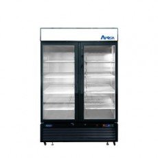 Atosa MCF8733GR 39-1/2(w) inch Bottom Mount Merchandiser Cooler, (2)Glass Swing Door(s), Black Exterrior Color, 28.5Cu.ft, 1/5hp, (8)Shelve(s), 115v/60/1-ph, Casters, ETL Listed, Energy Star