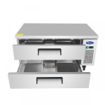 Atosa MGF8450GR 48-2/2(w) inch Refrigerated Chef Base, (2)Drawer(s), 7.7Cu.ft, 1/7hp, 115v/60/1-ph, ETL Listed, Energy Star