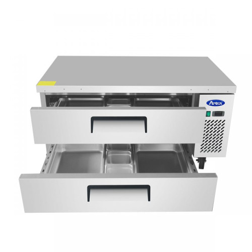 Atosa MGF8450GR 48-2/2(w) inch Refrigerated Chef Base, (2)Drawer(s), 7.7Cu.ft, 1/7hp, 115v/60/1-ph, ETL Listed, Energy Star