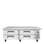 Atosa MGF8453GR 71-1/2(w) inch Refrigerated Chef Base, 4)Drawer(s), 12.1Cu.ft, 1/7hp, 115v/60/1-ph, ETL Listed, Energy Star