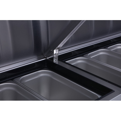 Atosa MPF8201GR Refrigerated Pizza Sandwich Prep Table, 44(w) inch,  (1)Door(s), 9.7Cu.ft, (2) Shelve(s), 1/7hp, 115v/60/1-ph, Casters, ETL Listed