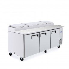 Atosa MPF8203GR Refrigerated Pizza Sandwich Prep Table, 93(w) inch, (3)Door(s), 28.4Cu.ft, (6)Shelve(s), 1/4hp, 115v/60/1-ph, Casters, ETL Listed