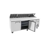 Atosa MPF8203GR Refrigerated Pizza Sandwich Prep Table, 93(w) inch, (3)Door(s), 28.4Cu.ft, (6)Shelve(s), 1/4hp, 115v/60/1-ph, Casters, ETL Listed