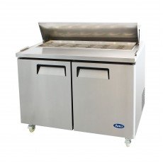 Atosa MSF3615GR 36-5/16(w) inch Refrigerated Mega Top Sandwich Prep Table, (2)Solod Swing Door(s), (2)Shelve(s),  (15)1/6 Poly Pan(s), 8.7Cu.ft, 1/7hp, 115v/60/1-ph, ETL Listed 