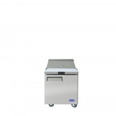 Atosa MSF8301GR 24-1/2(w) inch Refrigerated Standard Top Sandwich Prep Table, (1)Solid Swing Door(s), (8)1/6 Poly Pan(s), 7.2Cu.ft, 1/7hp, 115v/60/1-ph, ETL Listed 