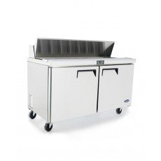 Atosa MSF8303GR 60-1/5(w) inch Refrigerated Standard Top Sandwich Prep Table, (2)Solid Swing Door(s), (16)1/6 Poly Pan(s), (2)Shelve(s), 17.2Cu.ft, 1/5hp, 115v/60/1-ph, ETL Listed