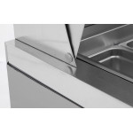 Atosa MSF8304GR 72-7/10(w) inch Refrigerated Standard Top Sandwich Prep Table, (3)Solid Swing Door(s), (18)1/6 Poly Pan(s), (3)Shelve(s), 21.1Cu.ft, 1/5hp, 115v/60/1-ph, ETL Listed 