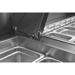Atosa MSF8304GR 72-7/10(w) inch Refrigerated Standard Top Sandwich Prep Table, (3)Solid Swing Door(s), (18)1/6 Poly Pan(s), (3)Shelve(s), 21.1Cu.ft, 1/5hp, 115v/60/1-ph, ETL Listed 