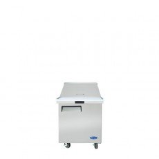 Atosa MSF8305GR 27-1/2(w) inch Refrigerated Mega Top Sandwich Prep. Table, (1)Solid Swing Door(s), (1)Shelve(s), (12)1/6 Poly Pan(s), 7.2Cu.ft, 1/7hp, 115v/60/1-ph, ETL Listed 