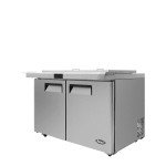Atosa MSF8306GR-NTCV 48-1/5(w) inch Refrigerated Mega Top Salad/Sandwich Prep Table w/ Night Cover, (2)Solid Swing Door(s), (2)Shelve(s), (18)1/6 Poly Pan(s), 13.4Cu.ft, 1/7hp, 115v/60/1-ph, ETL Listed 