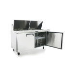 Atosa MSF8307GR 60-1/5(w) inch Refrigerated Mega Top Sandwich Prep Table, (2)Solid Swing Door(s), (2)Shelve(s), (24)1/6 Poly Pan(s), 17.2Cu.ft, 1/5hp, 115v/60/1-ph, ETL Listed 